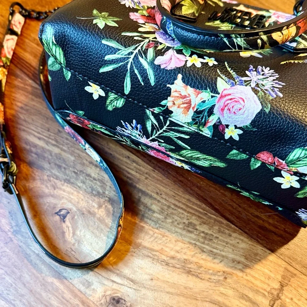 Steve Madden Floral Black Leather Women's Bag - Picture 5 of 13